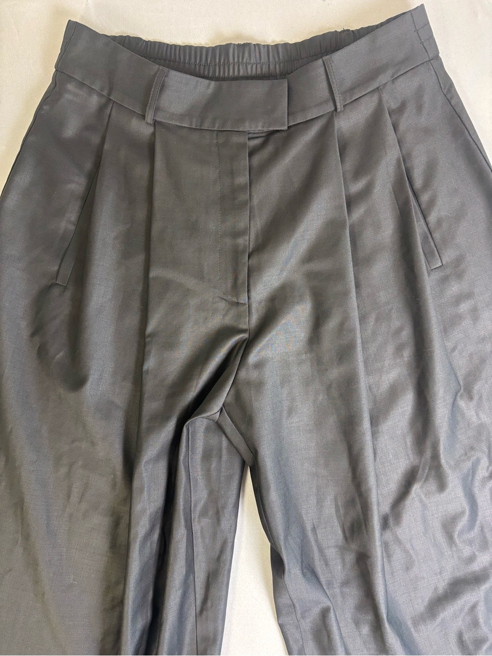 Etna Shirts Deep Black Wide Leg Virgin Wool Pants Pleated Size Large Like New - Picture 7 of 15